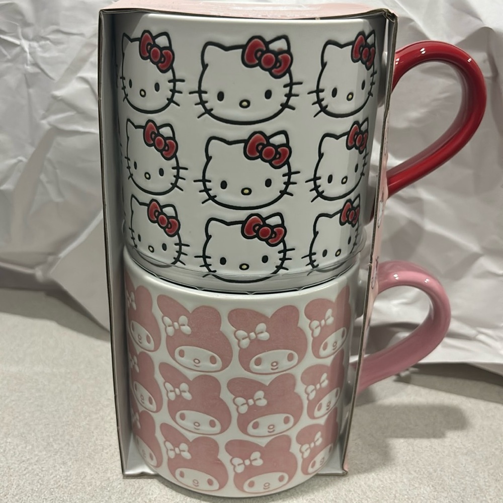 Hello Kitty Sanrio Kawaii Embossed Coffee Mug Set Sanrio Collectible